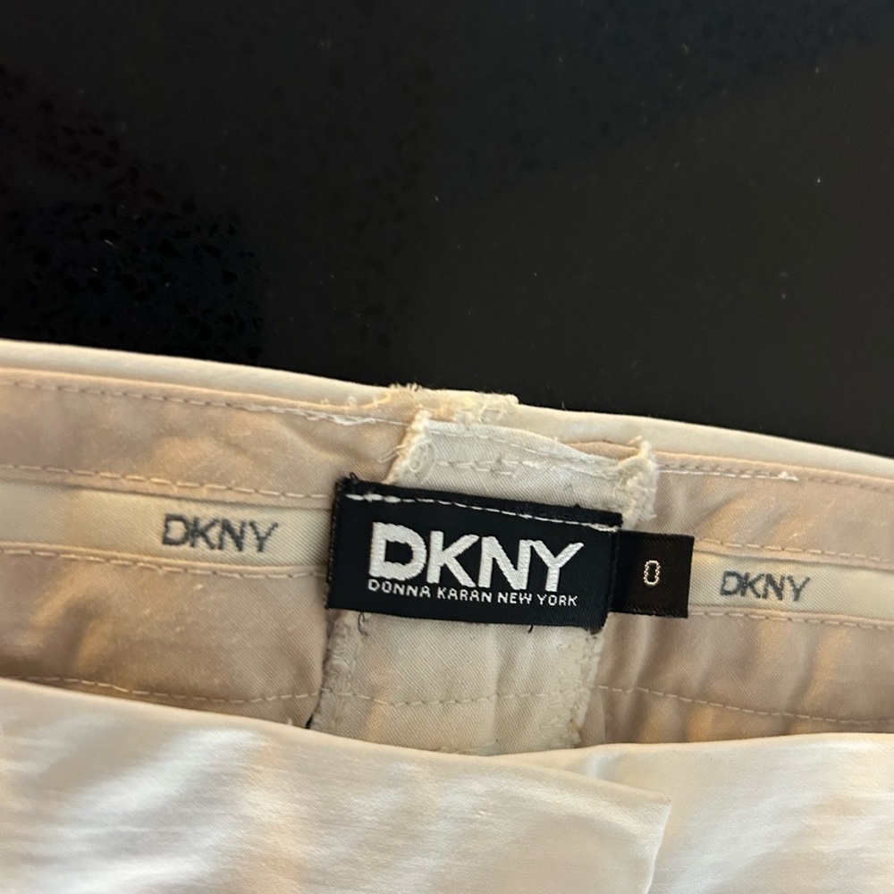 DKNY Beige Satin Cotton Ankle Pants